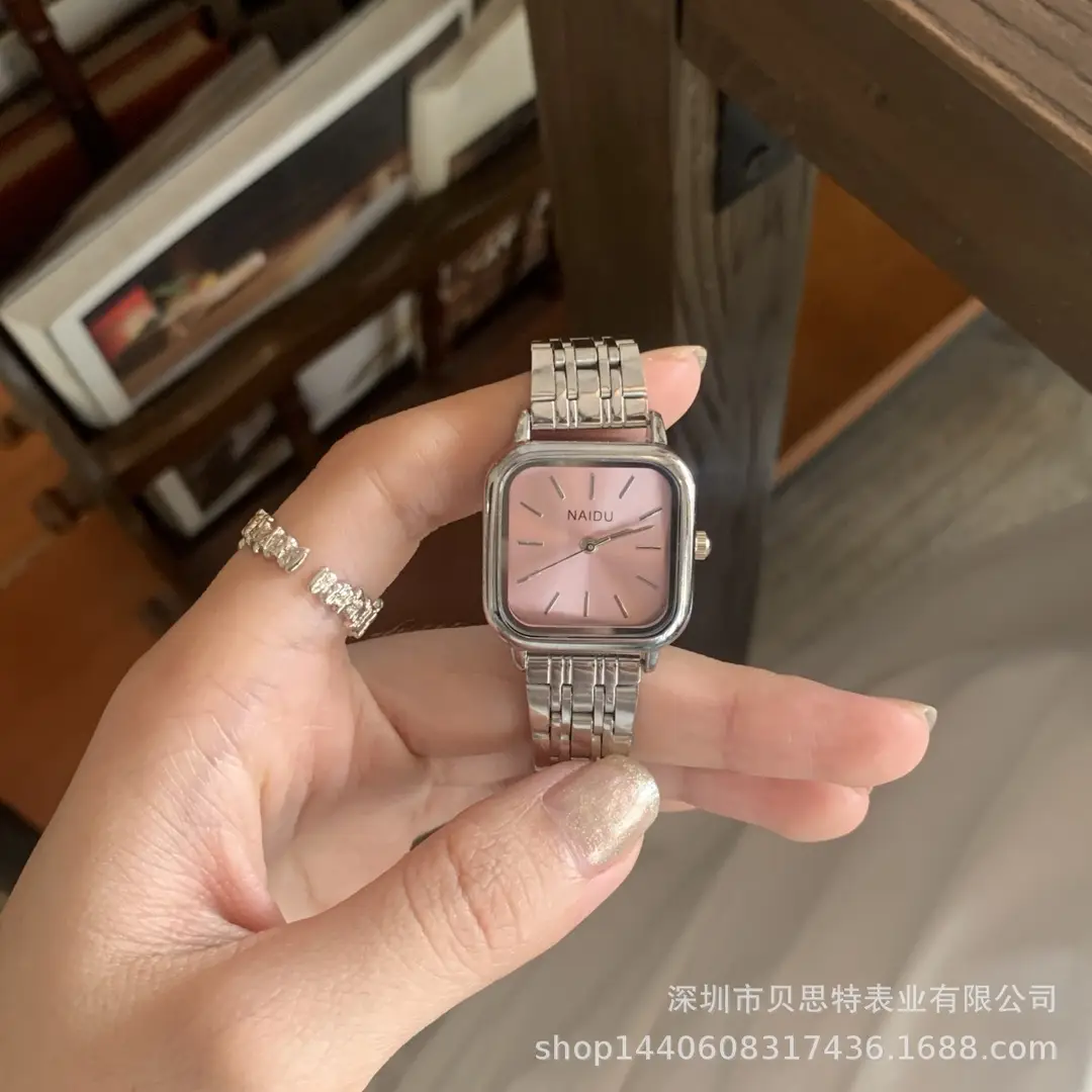 Hot-Selling Cold Style Square Small Dial Watch for Women Ins High-End Simple Elegant Student Steel Band Quartz Watch