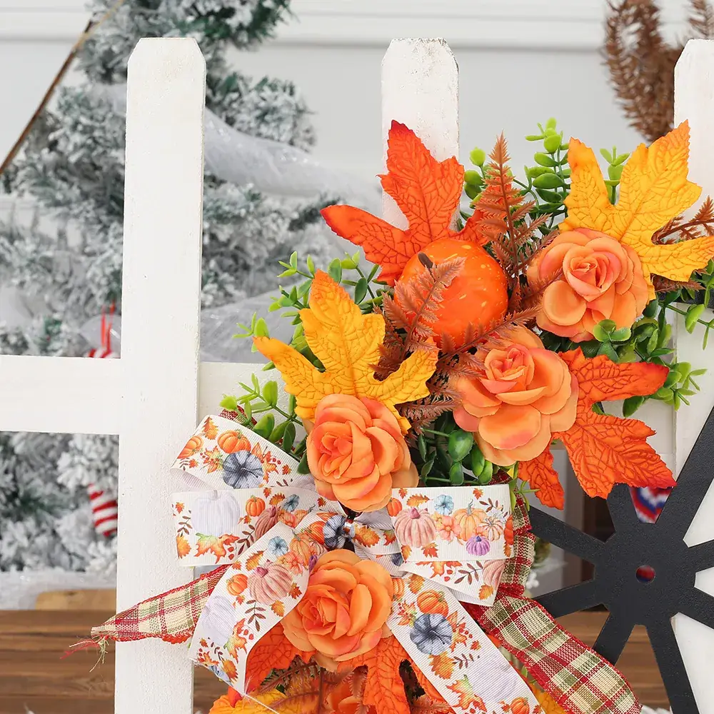 Cross Border Autumn Thanksgiving Wooden Wheel Wall Hanging - Image 5
