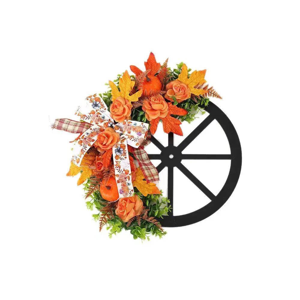 Cross Border Autumn Thanksgiving Wooden Wheel Wall Hanging - Image 6