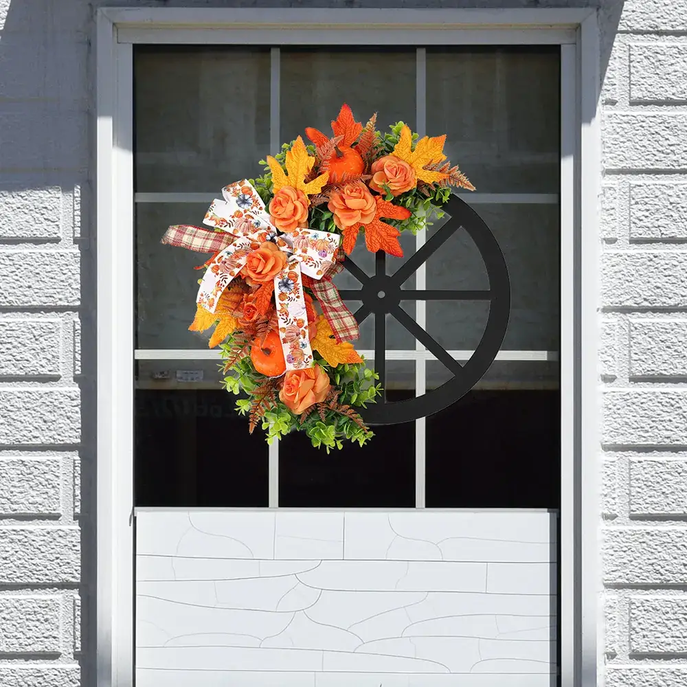Cross Border Autumn Thanksgiving Wooden Wheel Wall Hanging — feature 1