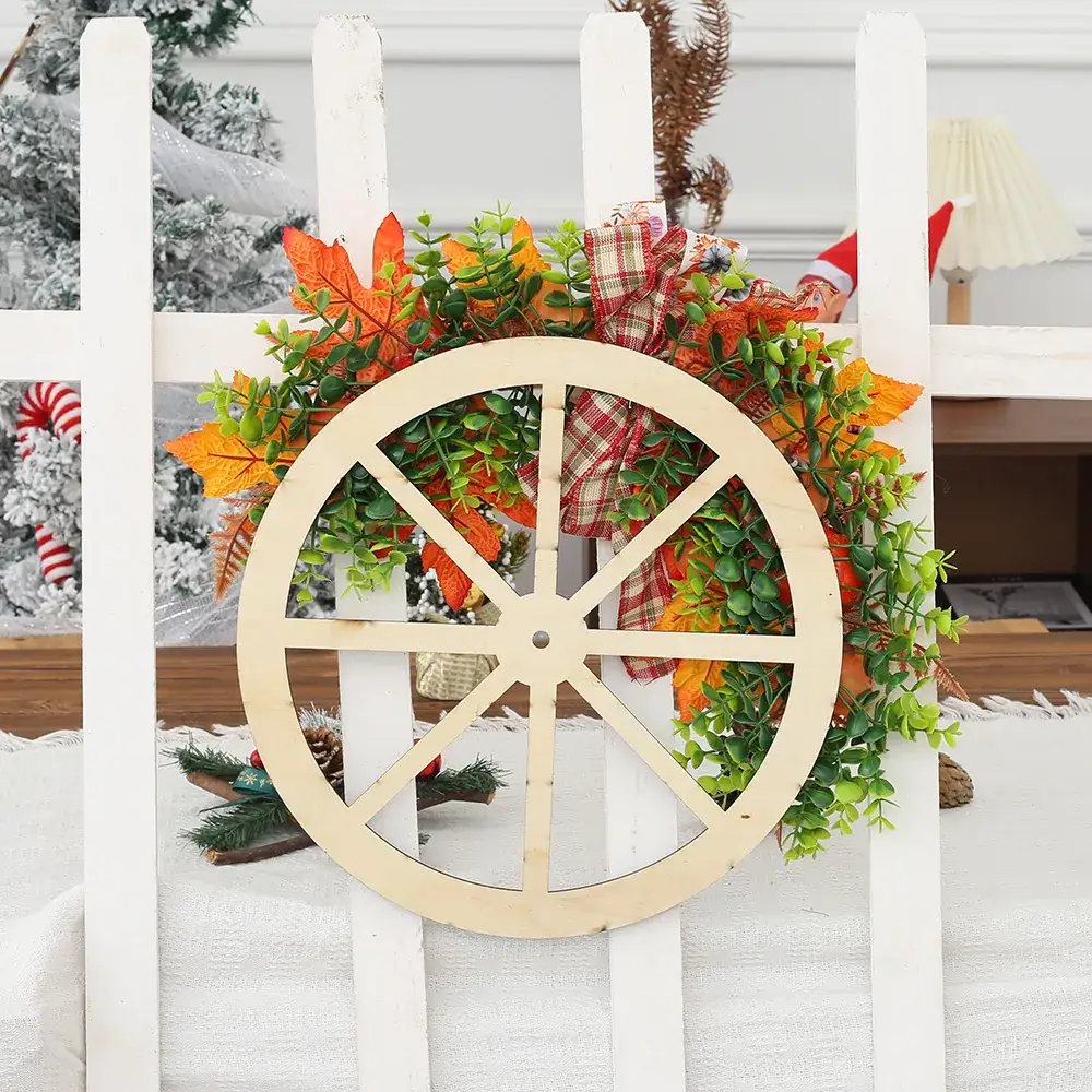 Cross Border Autumn Thanksgiving Wooden Wheel Wall Hanging — feature 2