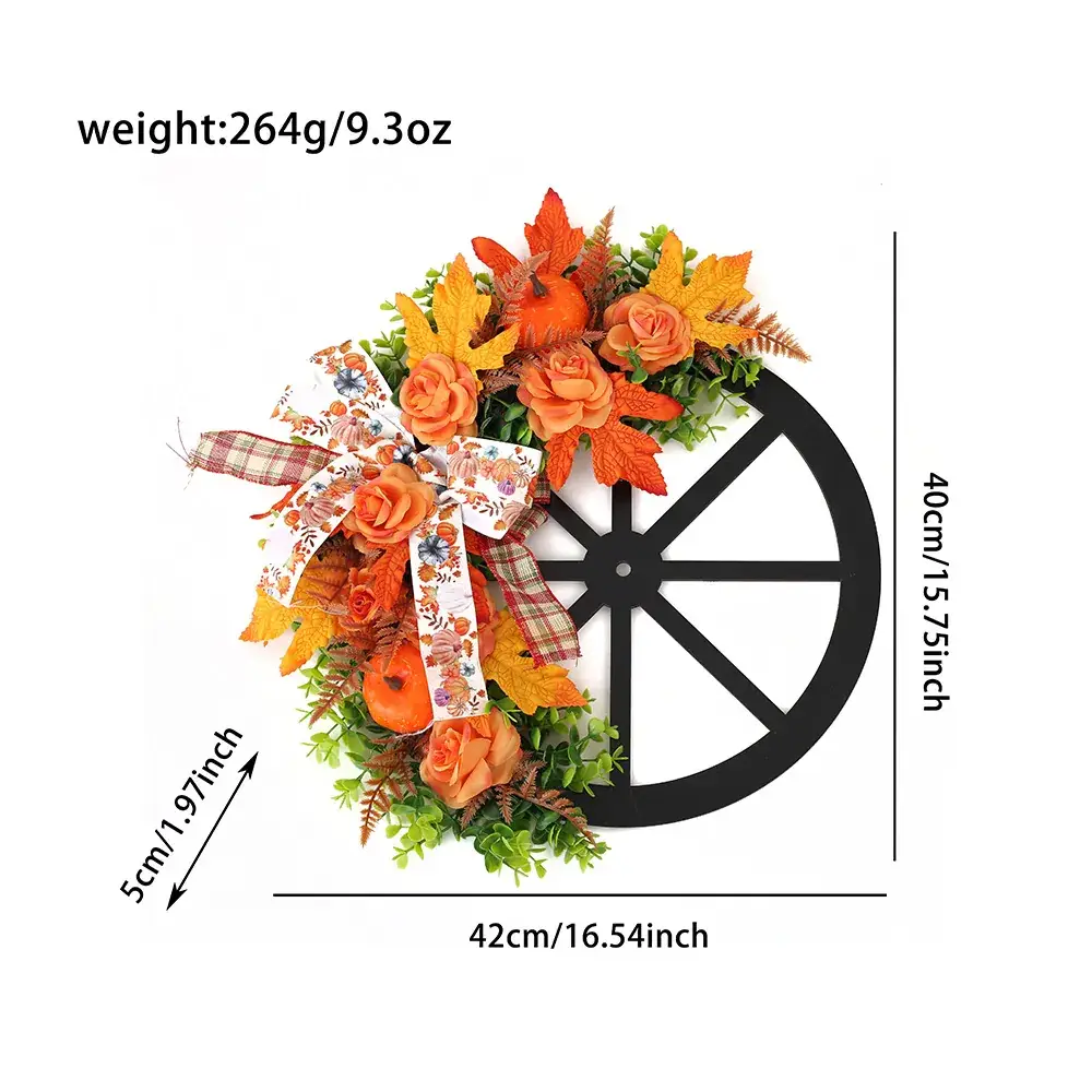 Cross Border Autumn Thanksgiving Wooden Wheel Wall Hanging — feature 5