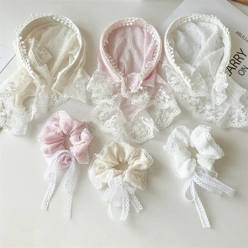 Pink Lace Seersucker Hair Band for Girls - Image 7