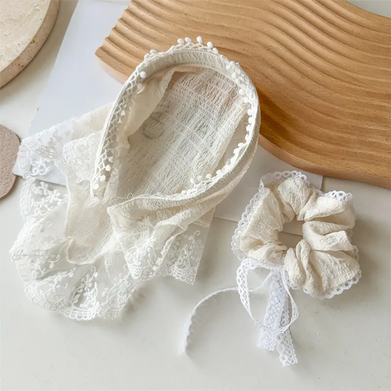 Pink Lace Seersucker Hair Band for Girls — feature 13