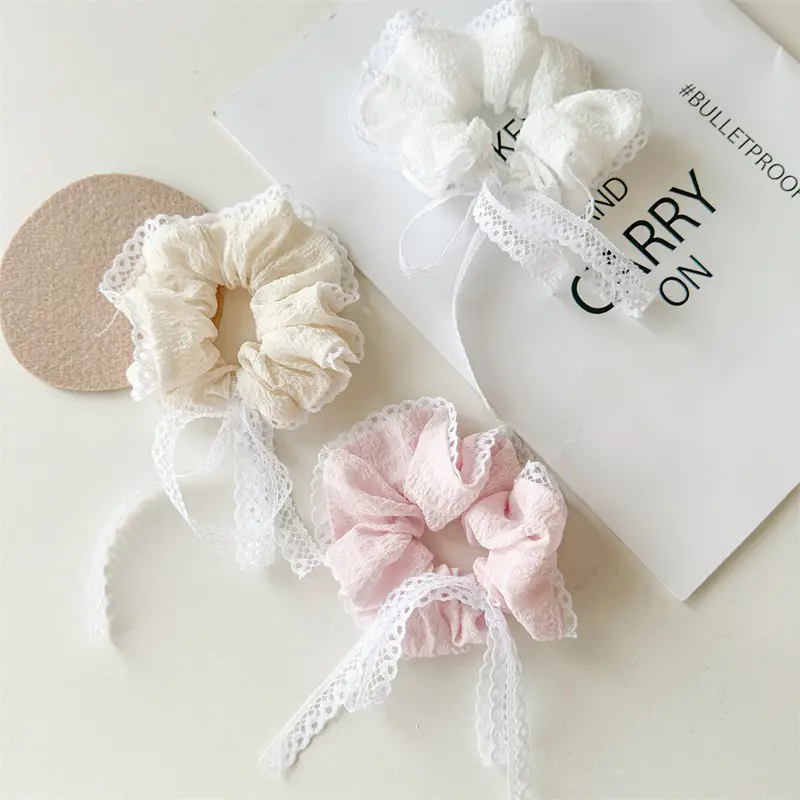 Pink Lace Seersucker Hair Band for Girls — feature 9