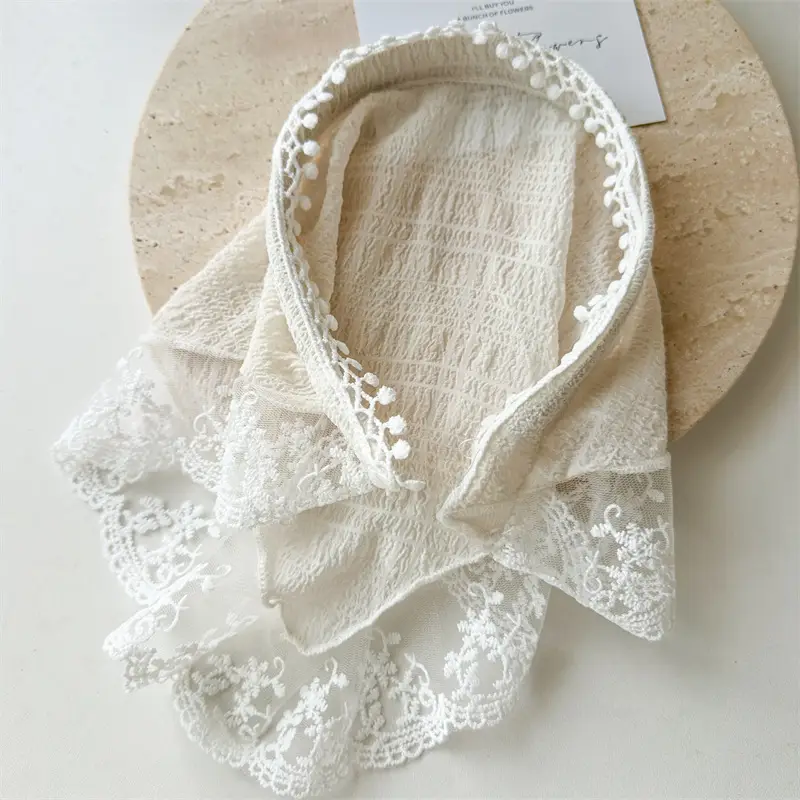 Pink Lace Seersucker Hair Band for Girls - Image 2