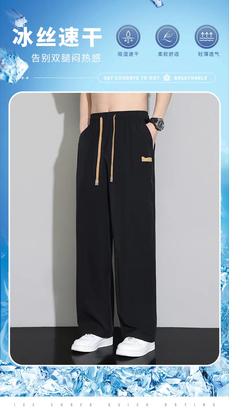 Men's Black Ice Silk Capri Pants 2025 — feature 1