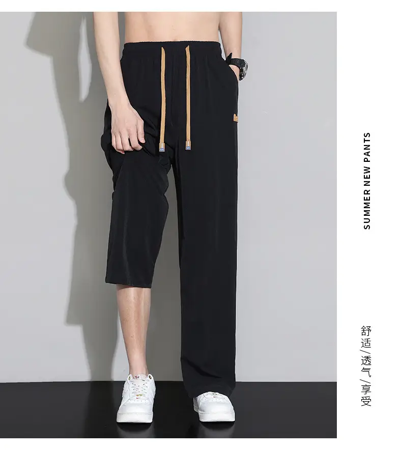 Men's Black Ice Silk Capri Pants 2025 — feature 14
