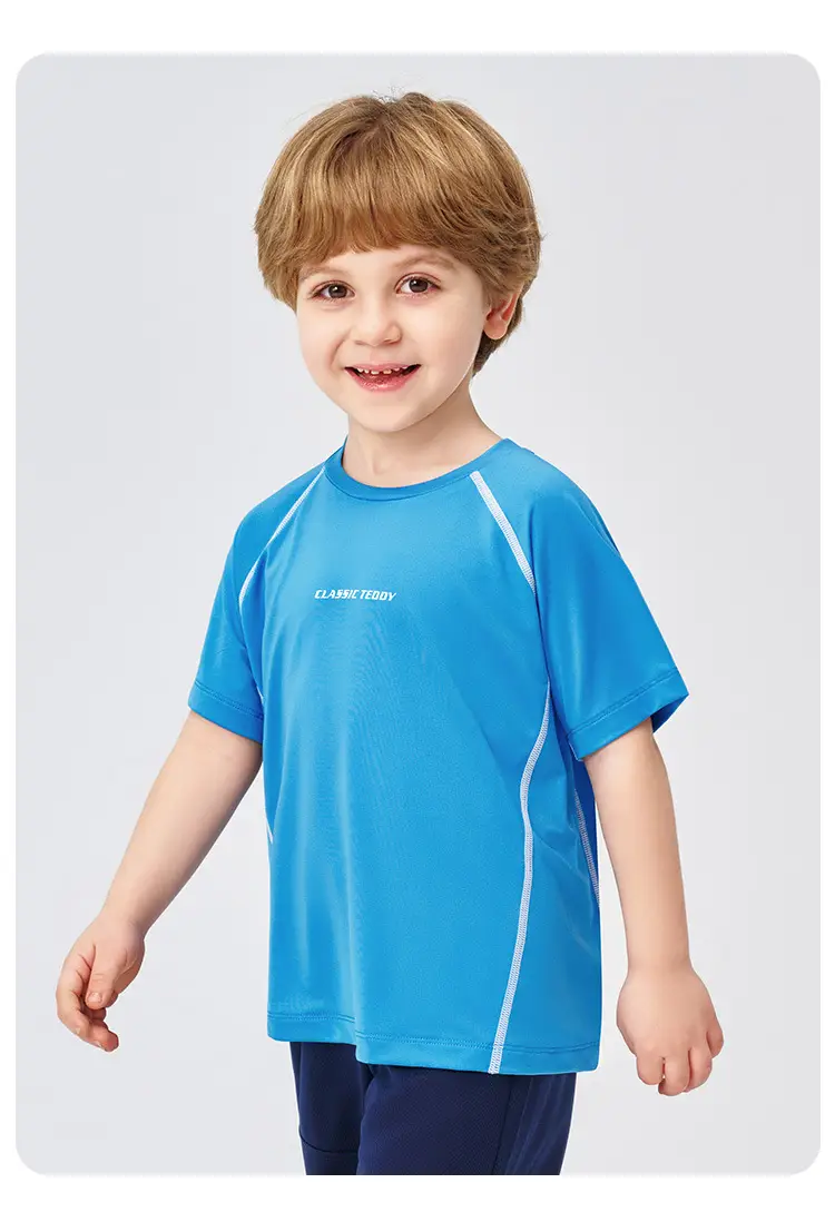 Kids Short Sleeve Breathable T-Shirt Blue Medium — feature 17