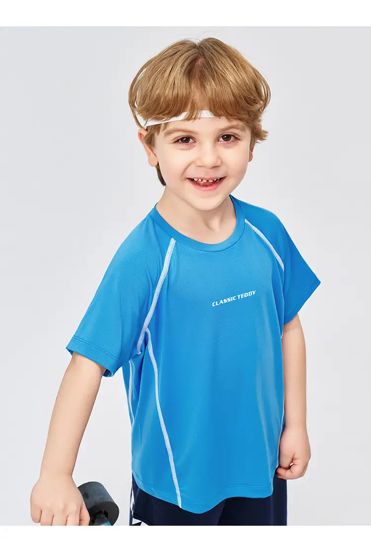 Kids Short Sleeve Breathable T-Shirt Blue Medium — feature 18