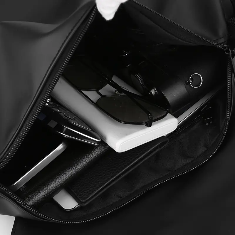 Men's Leather Crossbody Messenger Bag Black Retro Style - Image 5