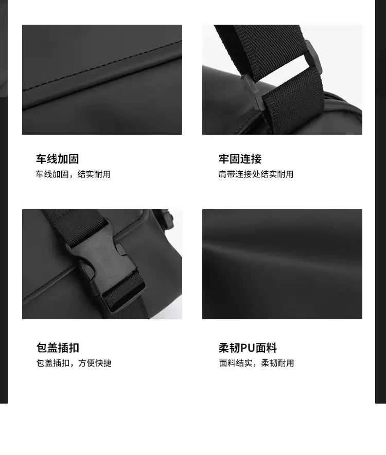 Men's Leather Crossbody Messenger Bag Black Retro Style — feature 15