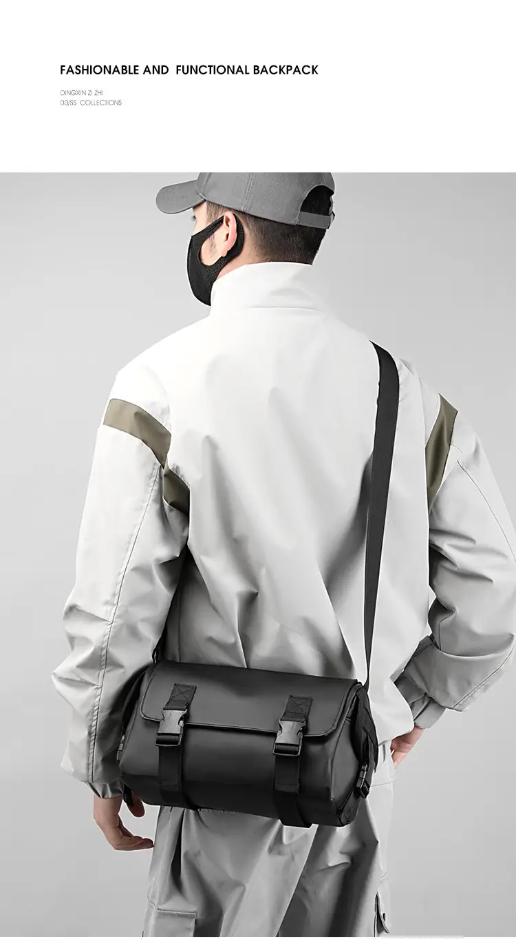Men's Leather Crossbody Messenger Bag Black Retro Style — feature 18