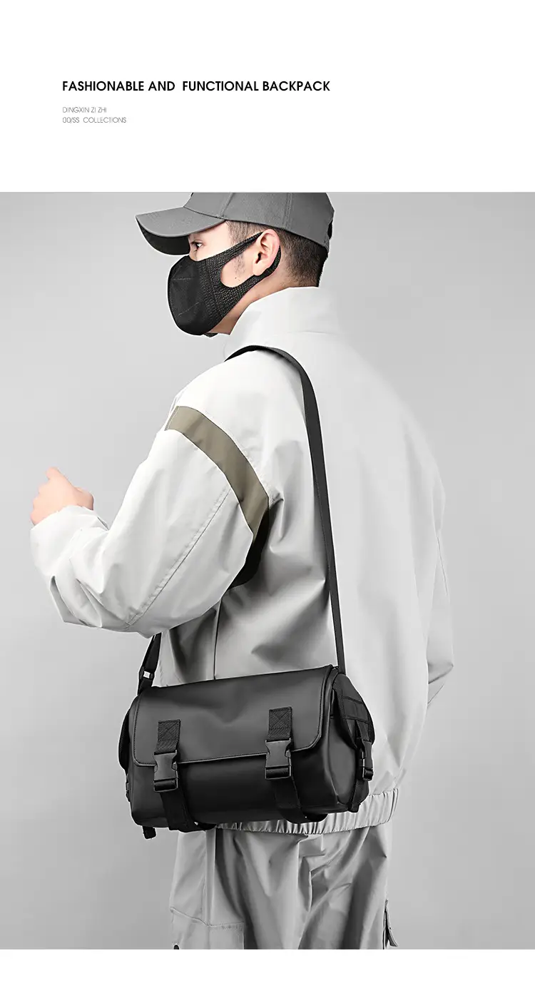 Men's Leather Crossbody Messenger Bag Black Retro Style — feature 19