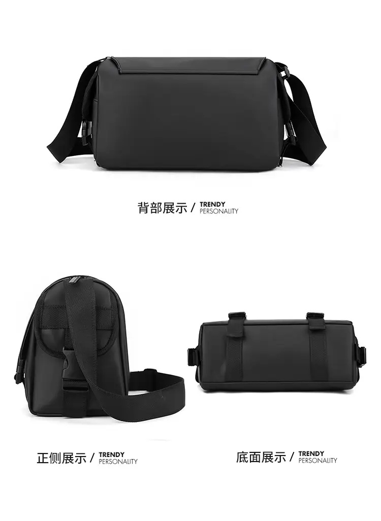 Men's Leather Crossbody Messenger Bag Black Retro Style — feature 24