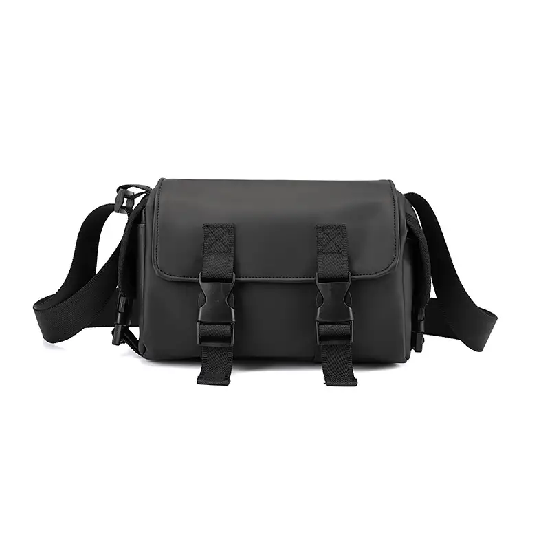 Men's Leather Crossbody Messenger Bag Black Retro Style - Image 2