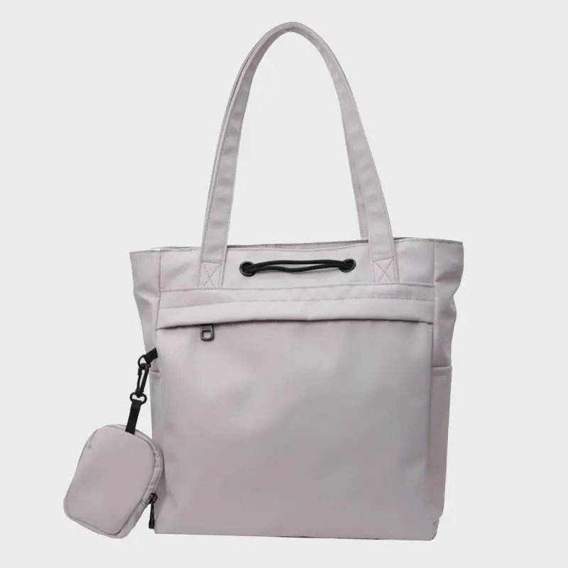Women's Large Capacity Black Nylon Tote Bag with Zipper