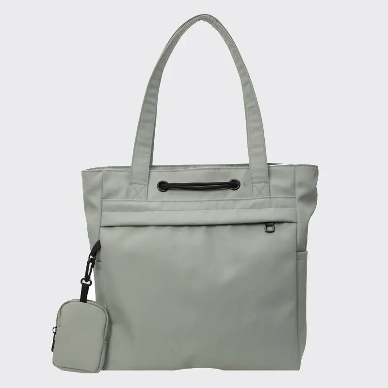 Women's Large Capacity Black Nylon Tote Bag with Zipper