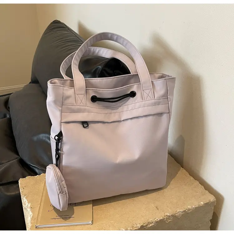 Women's Large Capacity Black Nylon Tote Bag with Zipper — feature 44