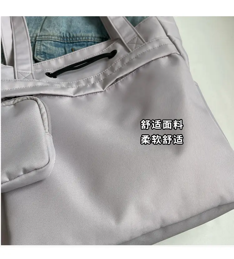 Women's Large Capacity Black Nylon Tote Bag with Zipper — feature 6