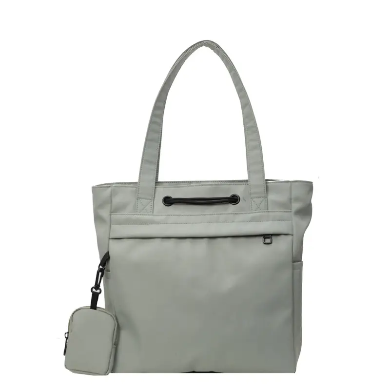 Women's Large Capacity Black Nylon Tote Bag with Zipper