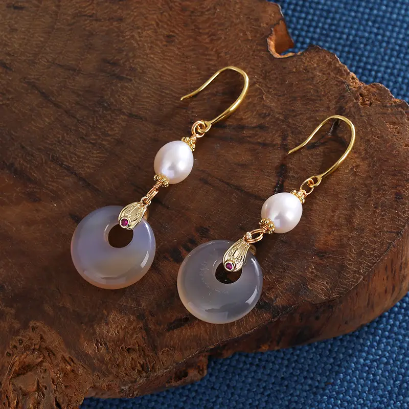 Vintage Pearl Earrings with Buckle Design - Image 3