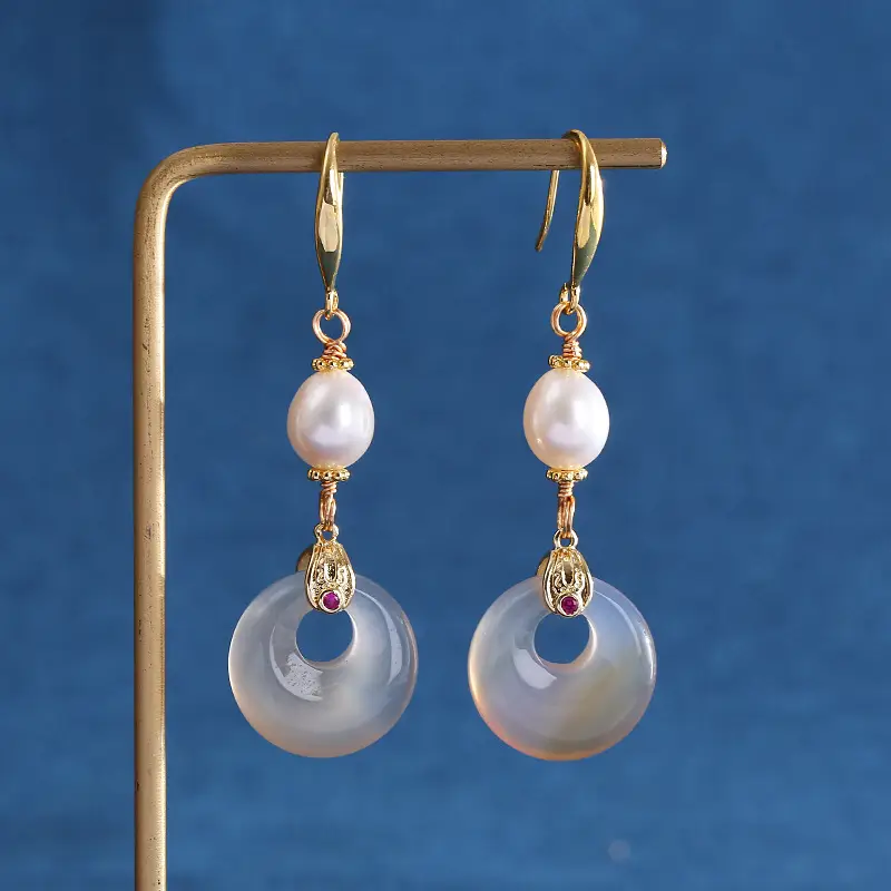 Vintage Pearl Earrings with Buckle Design - Image 5