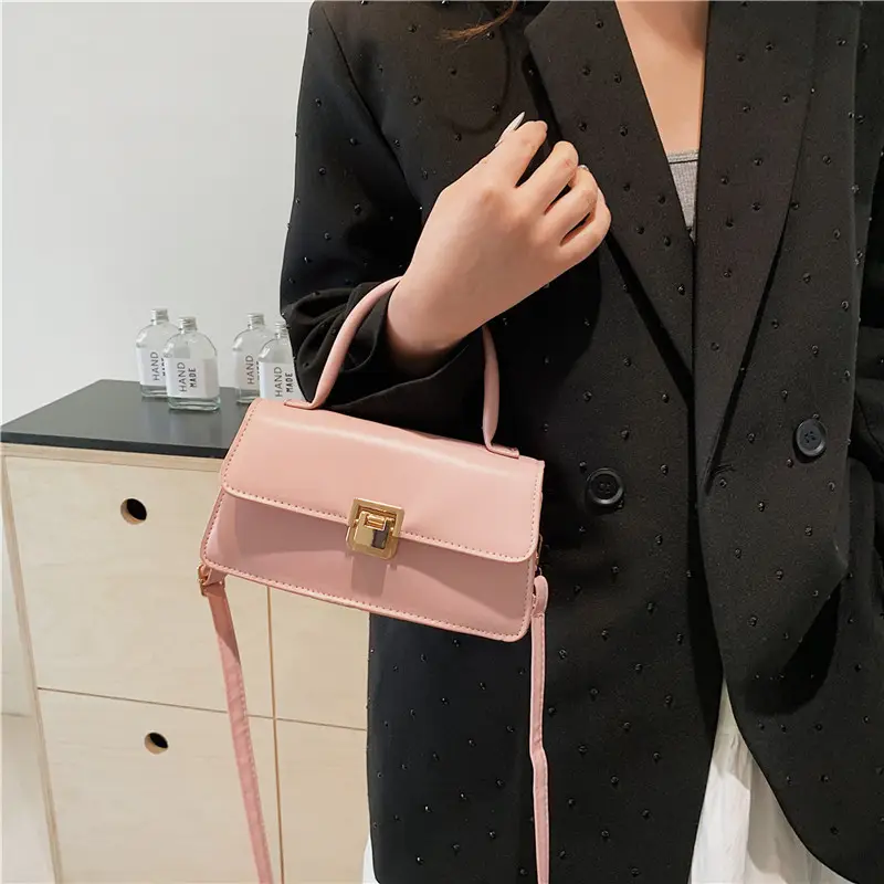 Women's Crossbody Bag Beige Square Lock 2024 - Image 7