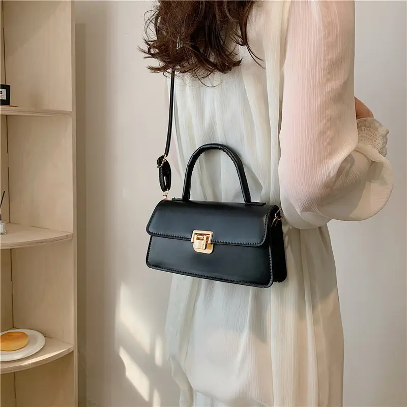 Women's Crossbody Bag Beige Square Lock 2024 - Image 8