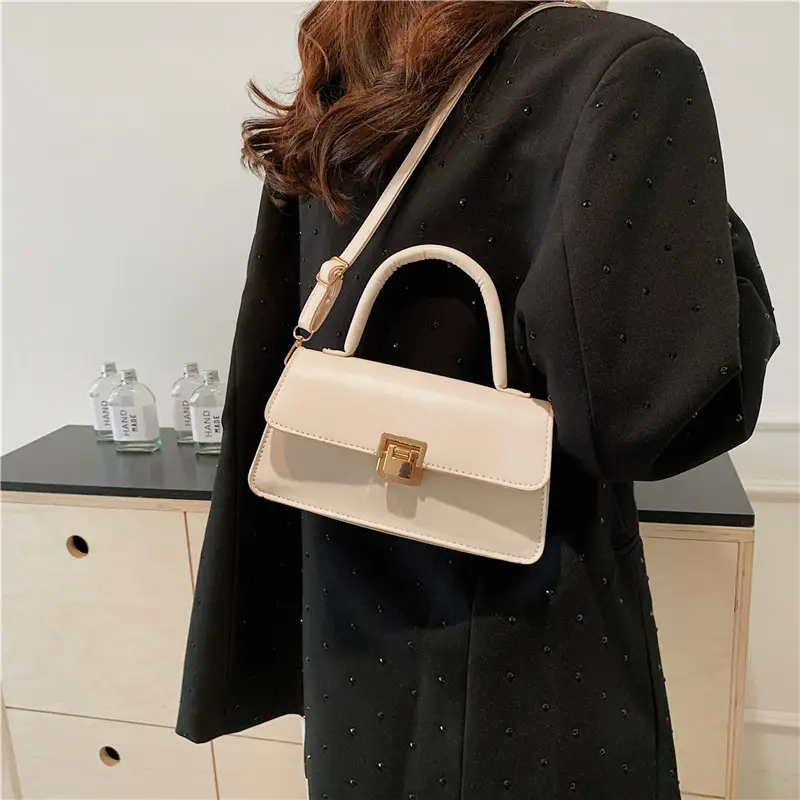Women's Crossbody Bag Beige Square Lock 2024 - Image 9