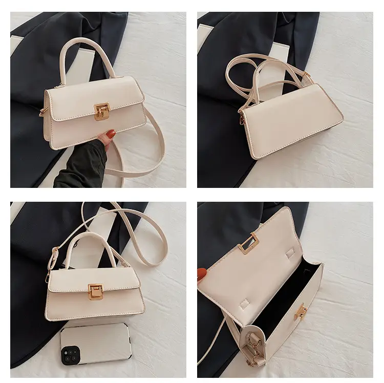 Women's Crossbody Bag Beige Square Lock 2024 — feature 12