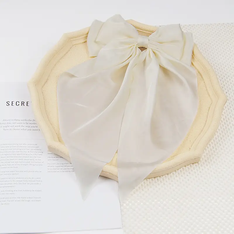Satin Bow Hairpin for Women Cream High Quality - Image 3