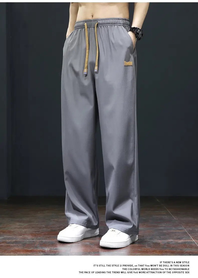 Men's Black Ice Silk Casual Shorts with Yellow Drawstring — feature 17