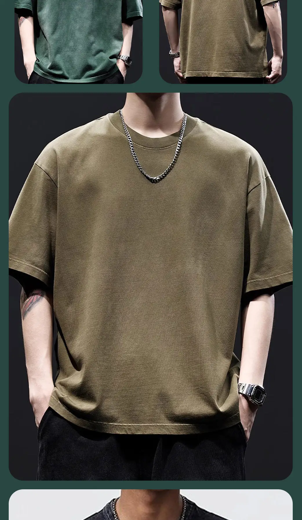 Men's 270g American Heavy Retro Fried Snowflake T-Shirt — feature 9