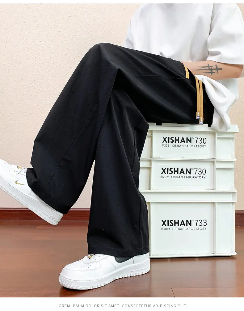 Men's Ice Silk Casual Pants 2025 Spring and Summer Thin Loose Straight-Leg Drape Sports Suit Pants — feature 16