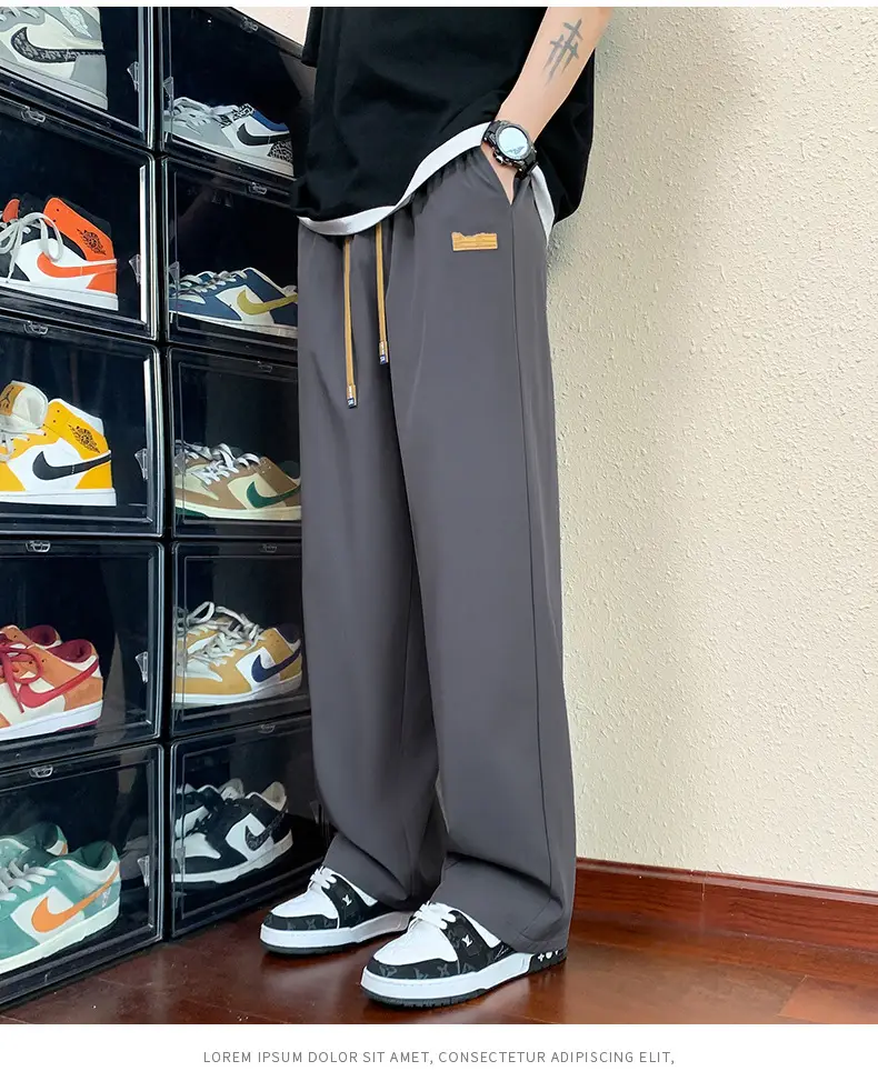 Men's Ice Silk Casual Pants 2025 Spring and Summer Thin Loose Straight-Leg Drape Sports Suit Pants — feature 19