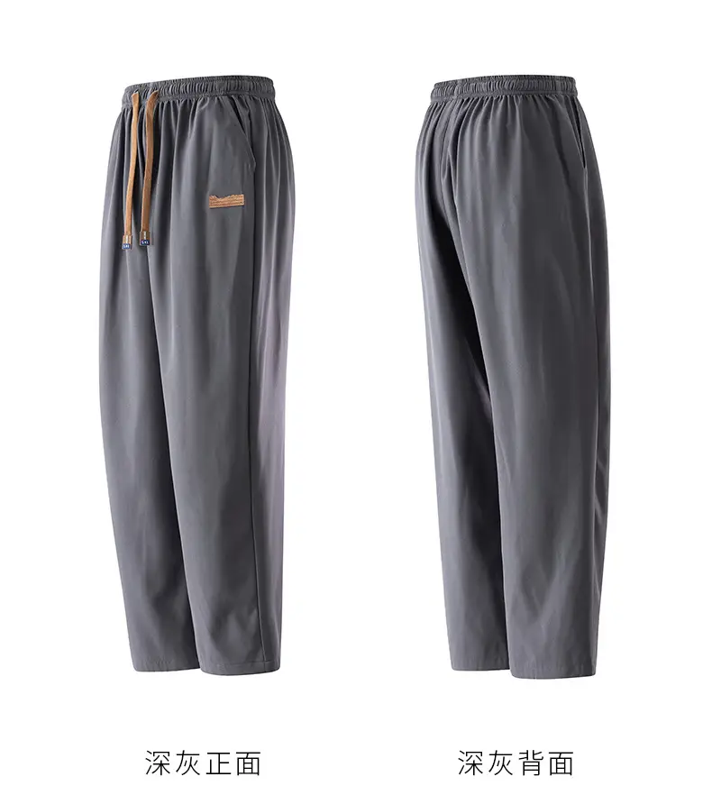 Men's Ice Silk Casual Pants 2025 Spring and Summer Thin Loose Straight-Leg Drape Sports Suit Pants — feature 23