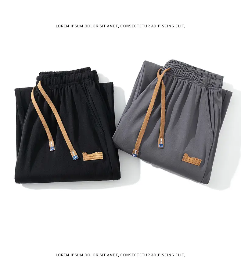 Men's Ice Silk Casual Pants 2025 Spring and Summer Thin Loose Straight-Leg Drape Sports Suit Pants — feature 24