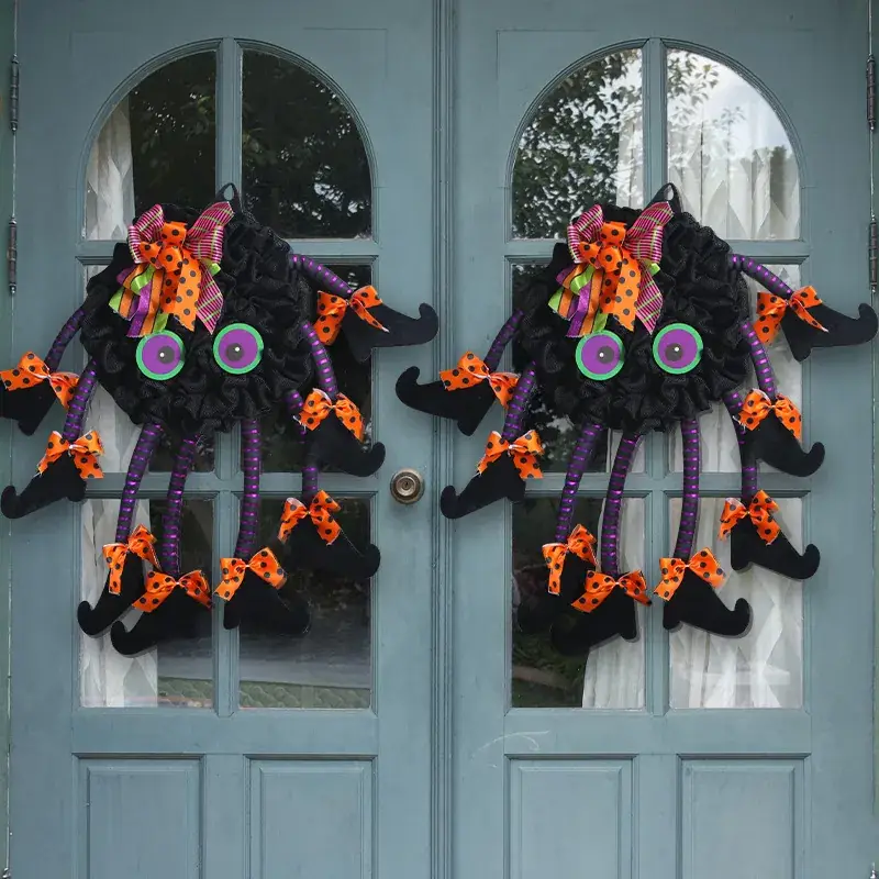Halloween Spider Door Hanging Decor with Bow Accessories - Image 4