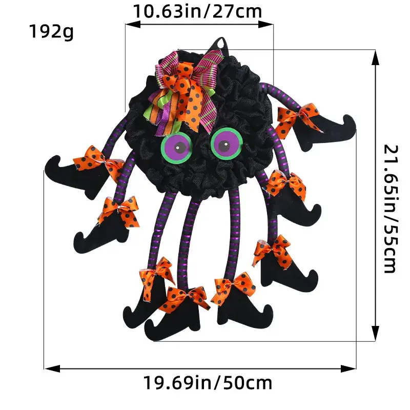 Halloween Spider Door Hanging Decor with Bow Accessories - Image 5