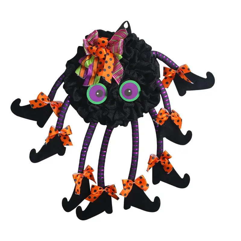 Halloween Spider Door Hanging Decor with Bow Accessories - Image 6