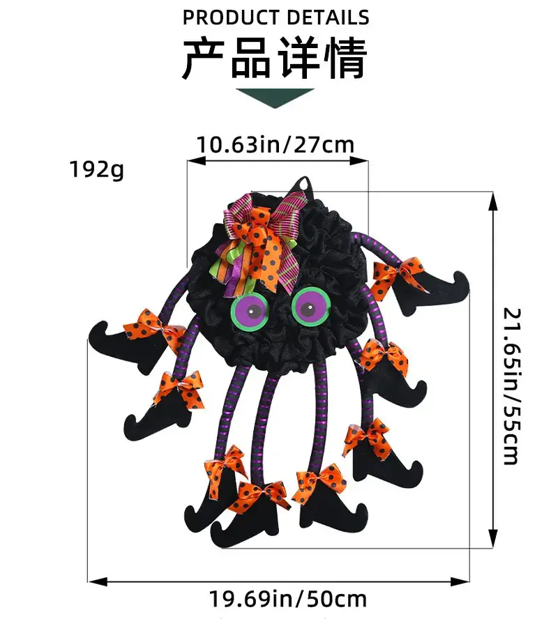 Halloween Spider Door Hanging Decor with Bow Accessories — feature 1