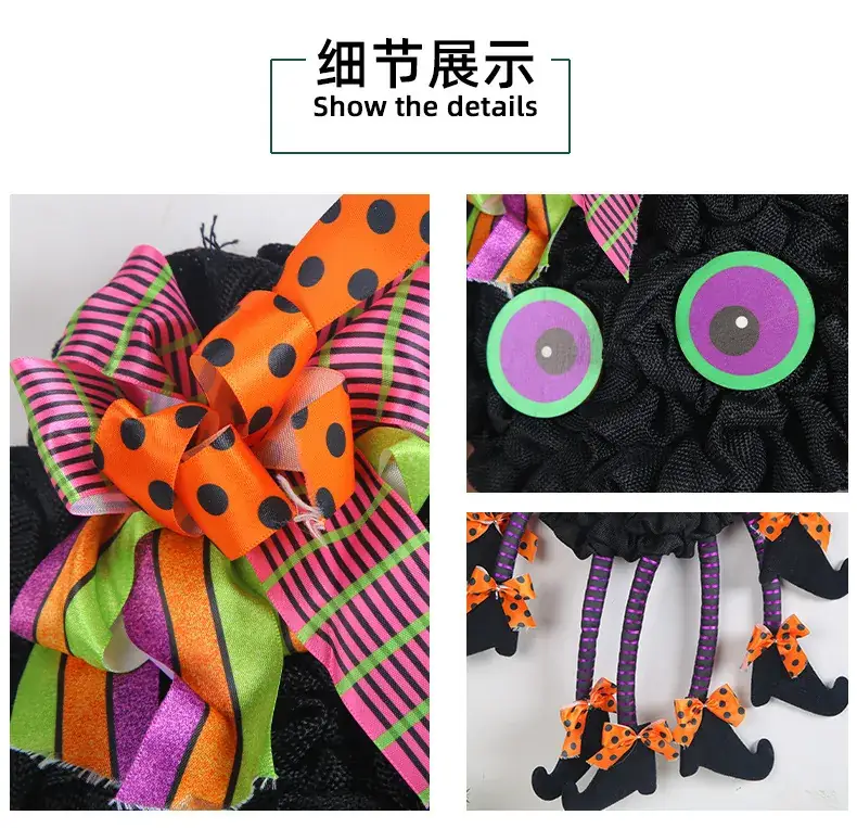 Halloween Spider Door Hanging Decor with Bow Accessories — feature 11