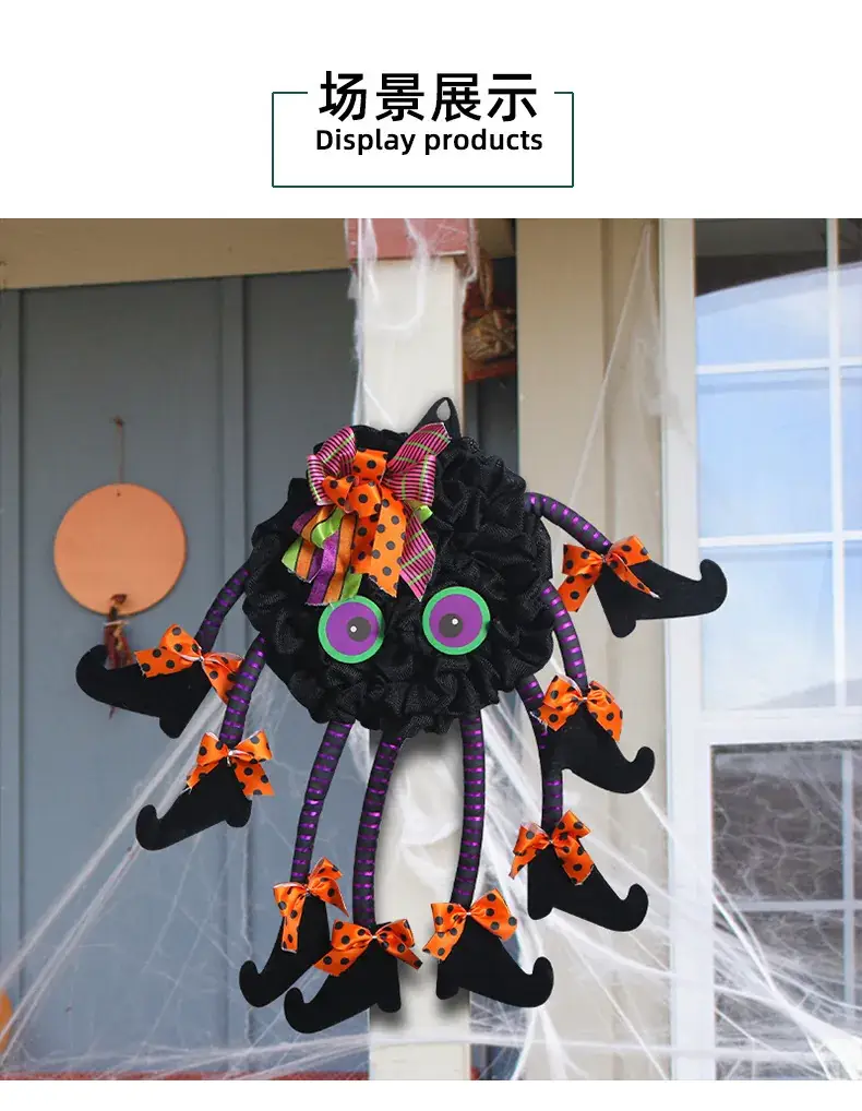 Halloween Spider Door Hanging Decor with Bow Accessories — feature 3