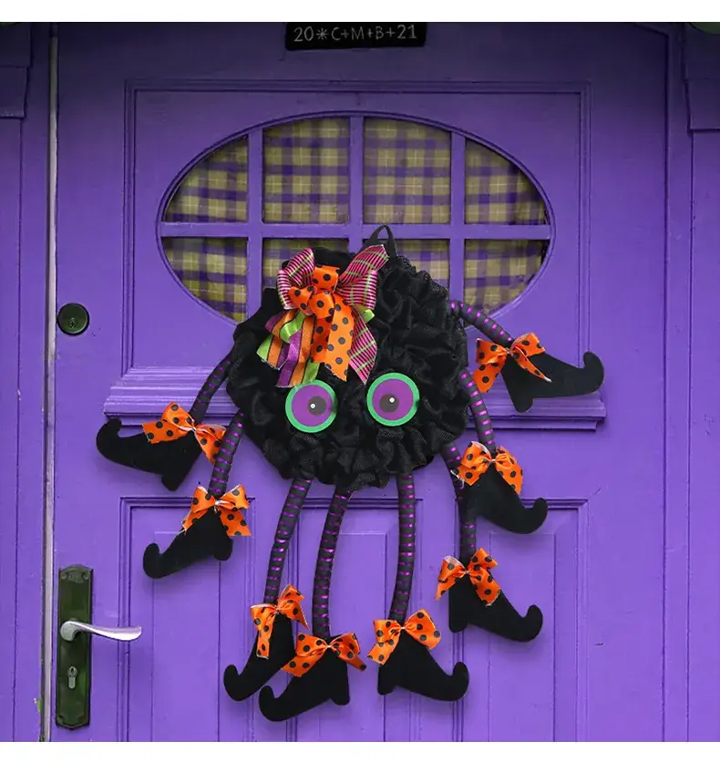 Halloween Spider Door Hanging Decor with Bow Accessories — feature 4