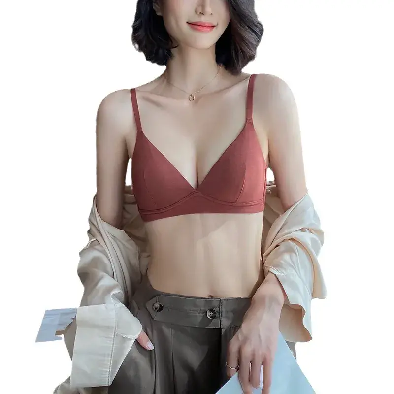 French Triangle Cup Thin Bra Small Chest Breathable Underwear Women's Small and Slim-free Bra Summer Comfortable Sweat Absorbing - Image 9