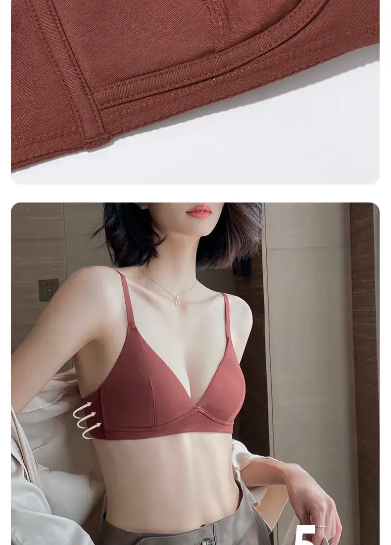 French Triangle Cup Thin Bra Small Chest Breathable Underwear Women's Small and Slim-free Bra Summer Comfortable Sweat Absorbing — feature 13