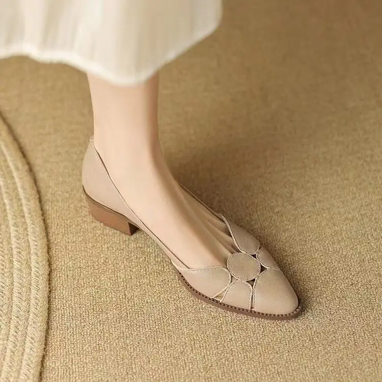 Women's Pointed Heel Slip-On Shoes Beige 2024