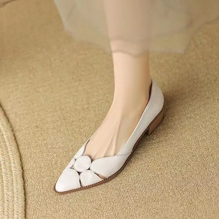 Women's Pointed Heel Slip-On Shoes Beige 2024 — feature 1