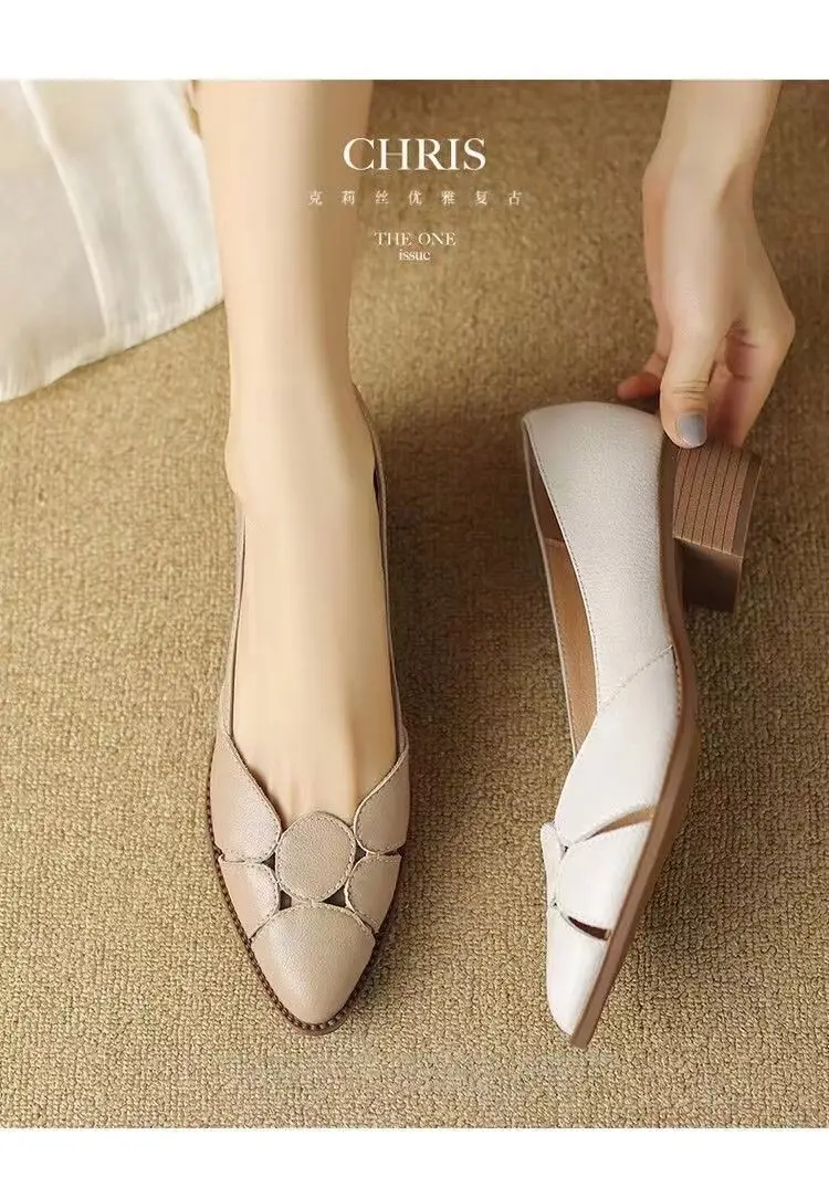 Women's Pointed Heel Slip-On Shoes Beige 2024 — feature 11